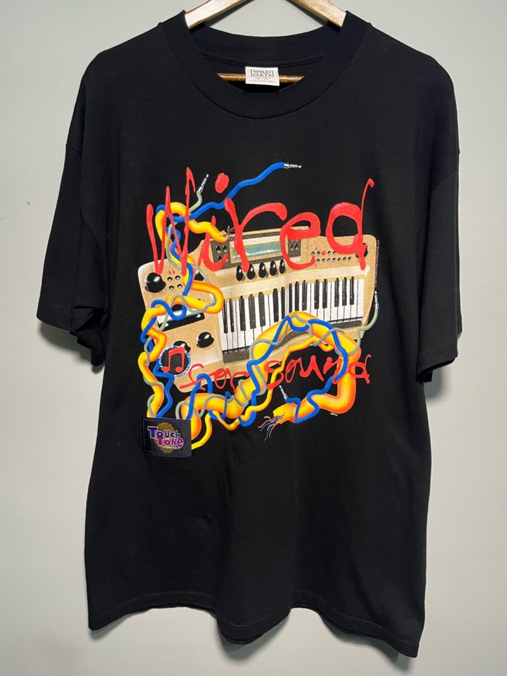 90s Wild Oats touch tone wired for sound, graphic print T-shirt made in USA XL